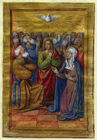 Miniature from a Book of Hours: The Pentecost, c. 1500. Creator: Jean Poyet (French).