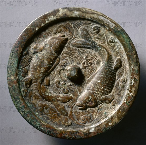 Mirror with Twin Carp, c. 1200-1225. Creator: Unknown.