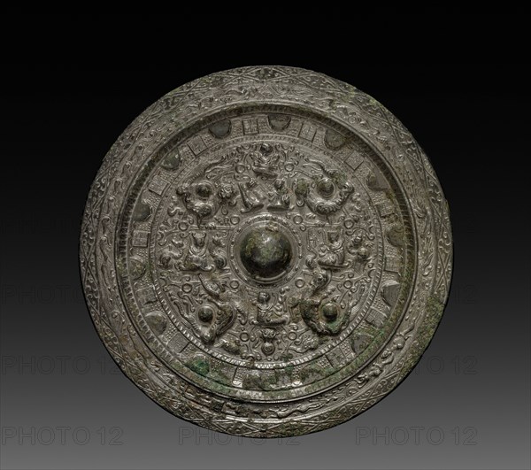 Mirror with Xiwangmu, c. 317-400. Creator: Unknown.