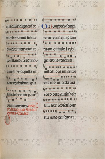 Missale: Fol. 146: Music for various prayers..., 1469. Creator: Bartolommeo Caporali (Italian, c. 1420-1503).