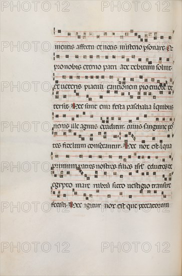 Missale: Fol. 154v: Music for "Exultet", 1469. Creator: Bartolommeo Caporali (Italian, c. 1420-1503).