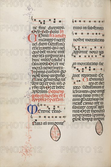 Missale: Fol. 177v: Music for various ordinary prayers, 1469. Creator: Bartolommeo Caporali (Italian, c. 1420-1503).