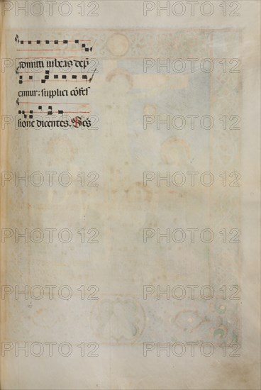 Missale: Fol. 185: Cross, Foliage & Music for Various Ordinary Prayers, 1469. Creator: Bartolommeo Caporali (Italian, c. 1420-1503).