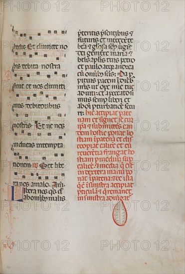 Missale: Fol. 190: Music for various prayers, 1469. Creator: Bartolommeo Caporali (Italian, c. 1420-1503).