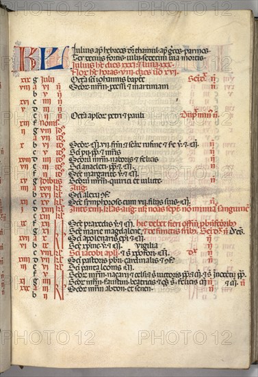 Missale: Fol. 6r: July Calendar Page, 1469. Creator: Bartolommeo Caporali (Italian, c. 1420-1503).