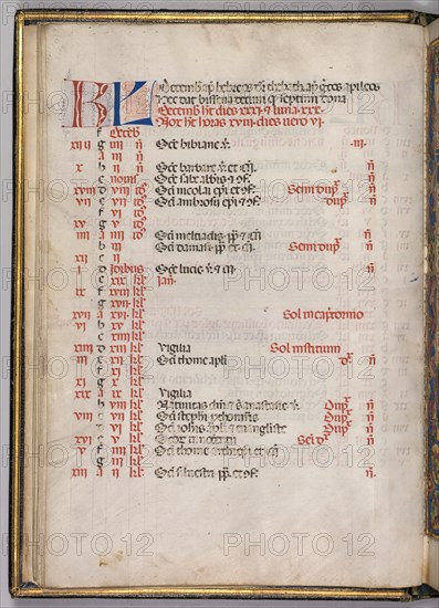 Missale: Fol. 8v: December Calendar Page, 1469. Creator: Bartolommeo Caporali (Italian, c. 1420-1503).