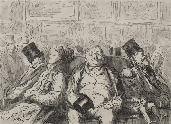 Moment of Rest in the Salon Carré. Creator: Honoré Daumier (French, 1808-1879).