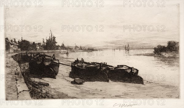 Mud Boats on the Thames, 1883. Creator: Charles Adams Platt (American, 1861-1933).