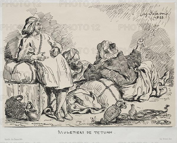 Muleteers of Tétuan, 1833. Creator: Eugène Delacroix (French, 1798-1863); Bertauts.