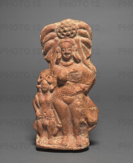 Nature Divinity (Yakshi) with Dwarf Hermaphrodite, c. 100 BC. Creator: Unknown.