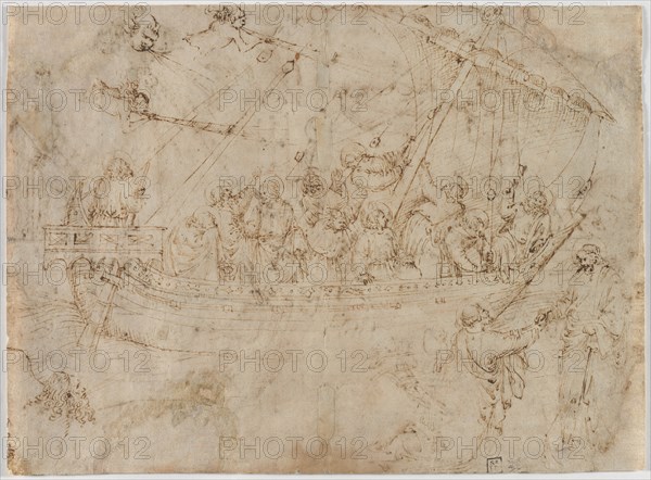 Navicella (recto) Two Drawings of Ships (verso), c. 1410s. Creator: Parri Spinelli (Italian, 1387-c. 1453).