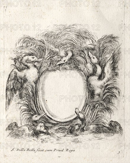 New Model for a Cartouche, 1647. Creator: Stefano Della Bella (Italian, 1610-1664).