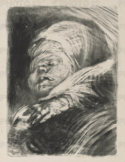 Newborn in a Bonnet (Le nouveau-né au bonnet], 1890. Creator: Eugène Carrière (French, 1849-1906).