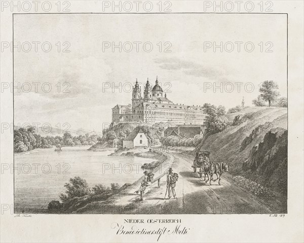 Nieder-oesterreich, Benedictinerstift Melk, 1819. Creator: Jakob Alt (Austrian, 1789-1872).