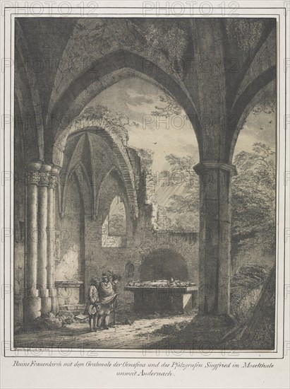 Notable Buildings of the Middle Ages in Germany: Ruins of the Church of the Virgin..., 1821. Creator: Domenico Quaglio (German, 1787-1837).