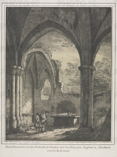 Notable Buildings of the Middle Ages in Germany: Ruins of the Church of the Virgin..., 1821. Creator: Domenico Quaglio (German, 1787-1837).