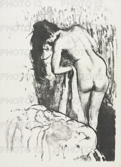 Nude Woman Standing, Drying Herself, 1891-1892. Creator: Edgar Degas (French, 1834-1917).