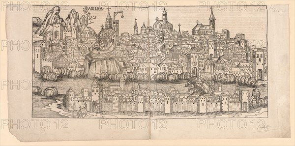 Nuremberg Chronicle: Topographical View of Basle, Switzerland, 1493. Creator: Michael Wolgemut (German, 1434-1519); Wilhelm Playdenwurff (German, 1494), and.