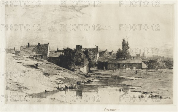 Old Houses near Bruges, 1884-1888. Creator: Charles Adams Platt (American, 1861-1933).