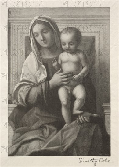 Old Italian Masters: Madonna and Child, 1888-1892. Creator: Timothy Cole (American, 1852-1931).