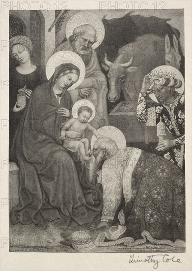 Old Italian Masters: The Adoration of the Magi, 1887. Creator: Timothy Cole (American, 1852-1931).