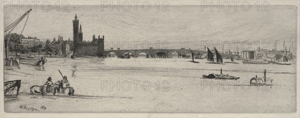 Old Westminster Bridge, 1859. Creator: James McNeill Whistler (American, 1834-1903).