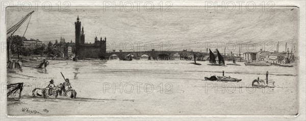 Old Westminster Bridge, 1871. Creator: James McNeill Whistler (American, 1834-1903).