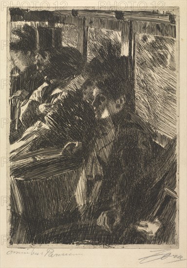 Omnibus, 1892. Creator: Anders Zorn (Swedish, 1860-1920).