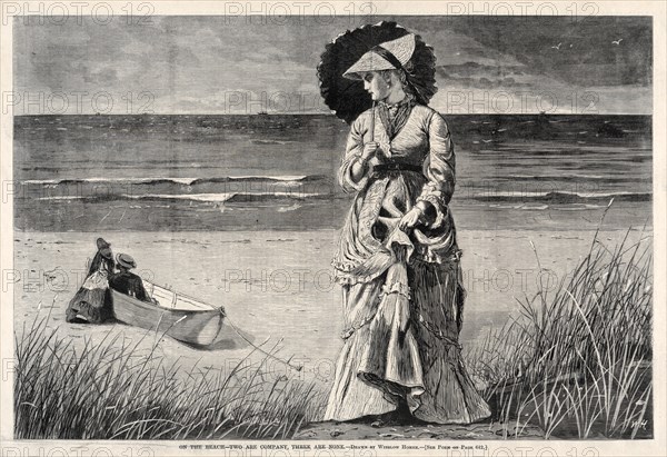 On the Beach - Two are Company, Three are None, 1872. Creator: Winslow Homer (American, 1836-1910).