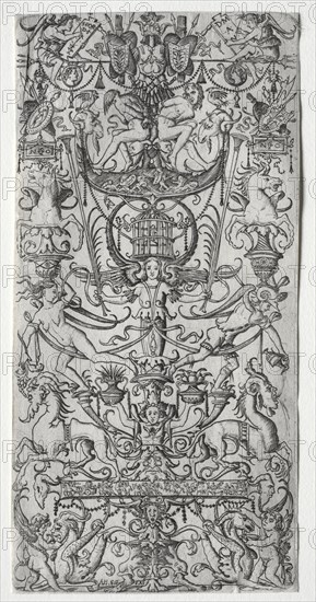 Ornament Panel with a Bird Cage, c. 1500-1512. Creator: Nicoletto da Modena (Italian).