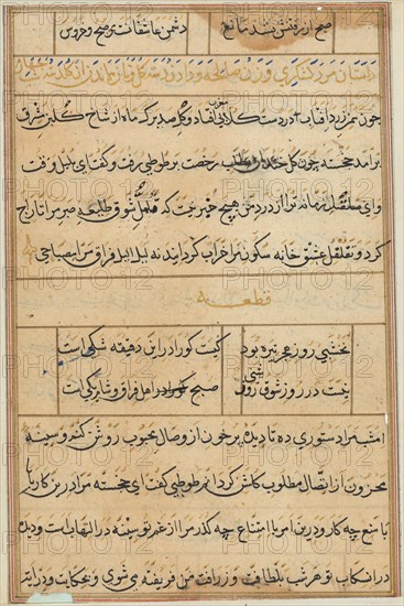 Page from Tales of a Parrot (Tuti-nama): text page, c. 1560. Creator: Unknown.