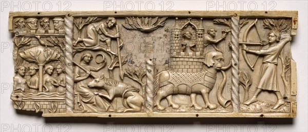 Panel from a Casket with Scenes from Courtly Romances, 1330-1350 or later. Creator: Unknown.