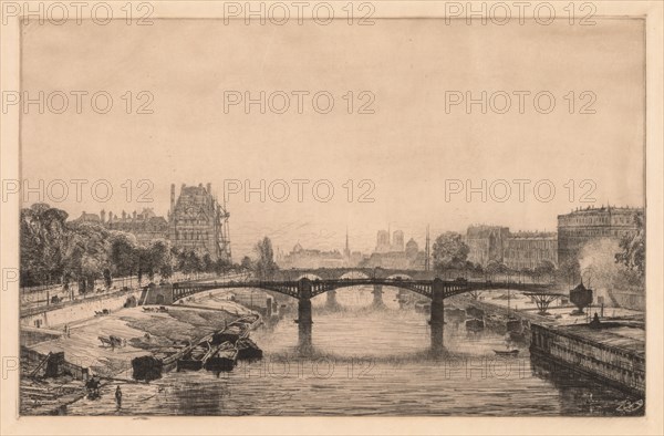 Paris, View from the Concorde Bridge, 1866. Creator: Maxime Lalanne (French, 1827-1886).