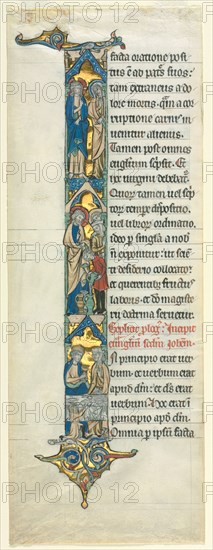 Partial Leaf from a Latin Bible: Initial I[n principio] with the Marriage at Cana, c. 1260-1270. Creator: Unknown.