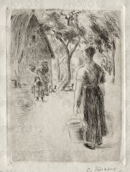 Paysanne portant des seaux, 1889. Creator: Camille Pissarro (French, 1830-1903).