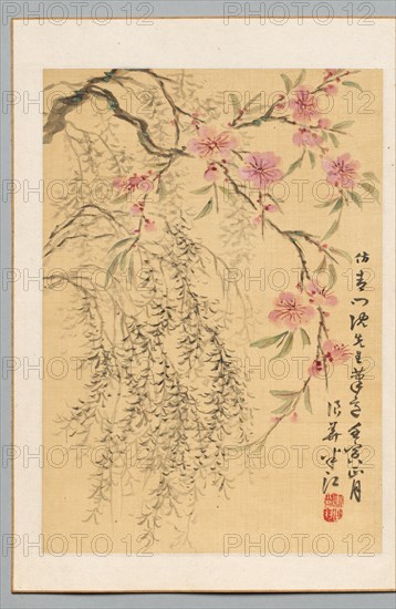 Peach Blossoms and Willows, 1842. Creator: Hanko Okada (Japanese, 1782-1845).