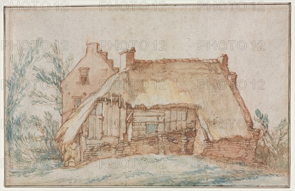 Peasant's Cottage (recto); Bridge and Gate (verso) , c. 1600. Creator: Abraham Bloemaert (Dutch, 1564-1651).