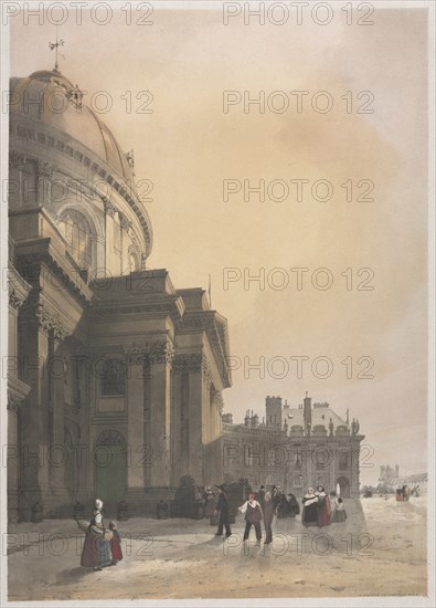 Picturesque Architecture in Paris, Ghent, Antwerp, Rouen: La Chapelle de lInstitut..., 1839. Creator: Thomas Shotter Boys (British, 1803-1874).
