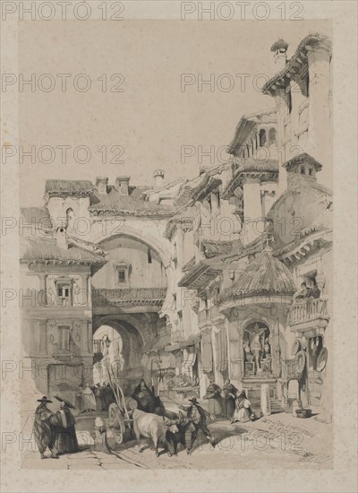 Picturesque Sketches in Spain: Gate of the Vivarrambla, Granada, 1837. Creator: Thomas Shotter Boys (British, 1803-1874); Hodgson & Graves6, Pall Mall, London.