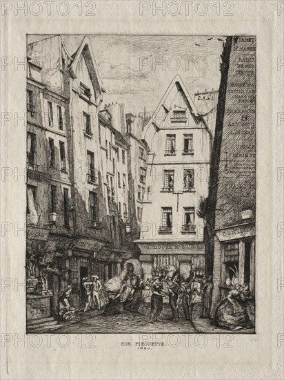 Pirouette Street, near the Markets, Paris, 1860. Creator: Charles Meryon (French, 1821-1868).