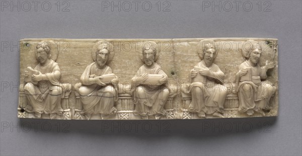 Plaque from a Portable Altar Showing Christ and the Apostles, 1050-1100. Creator: Unknown.