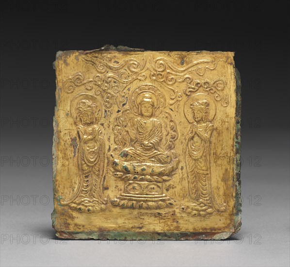Plaque with the Image of Amitabha Triad, 676-935. Creator: Unknown.