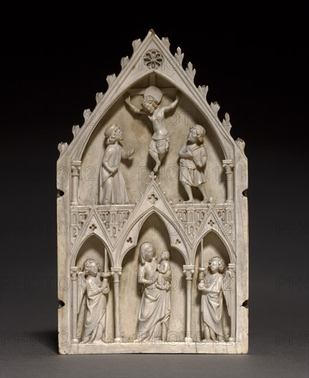 Plaque: The Crucifixion and Virgin and Child with Angels, c. 1250-1270. Creator: Unknown.