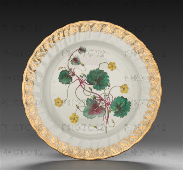 Plate from Dessert Service: Trailing Disandra, c. 1800. Creator: Derby (Crown Derby Period) (British).