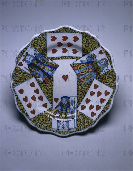 Plate with Playing Cards, c. 1760. Creator: Unknown.