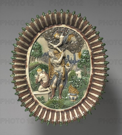 Plate: The Sacrifice of Isaac, late 1500s. Creator: Bernard Palissy (French, 1510-1589), circle of.