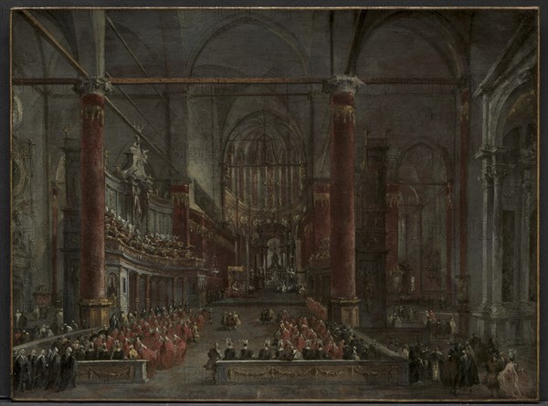 Pontifical Ceremony in SS. Giovanni e Paolo, Venice, 1782, c. 1783. Creator: Francesco Guardi (Italian, 1712-1793).
