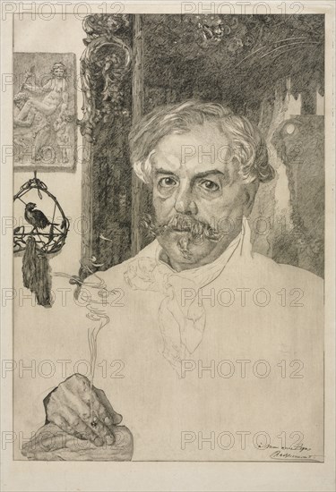 Portrait of Edmond de Goncourt, 1882. Creator: Félix Bracquemond (French, 1833-1914).