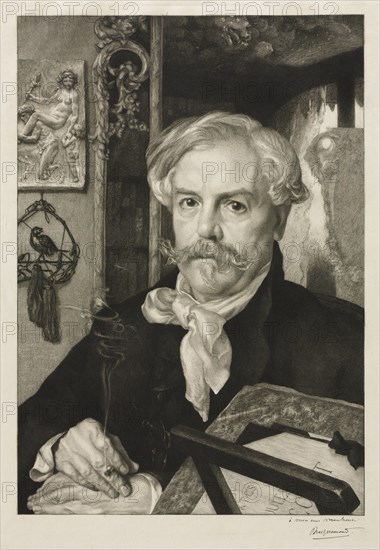 Portrait of Edmond de Goncourt, 1882. Creator: Félix Bracquemond (French, 1833-1914).