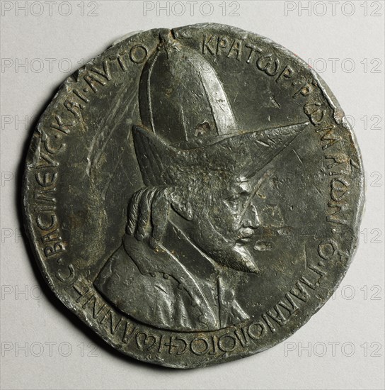 Portrait of John VIII Palaoelogus, Emperor of Constantinople, 1424-1428 (obverse) and (reverse), c.1 Creator: Pisanello (Italian, Ferrara, c. 1395-1455).